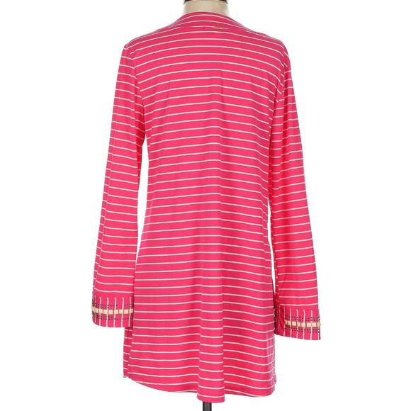ST. JOHN Silk Blend Pink Striped Embellished Top Tunic Mini Dress Size Small EUC - Picture 2 of 6
